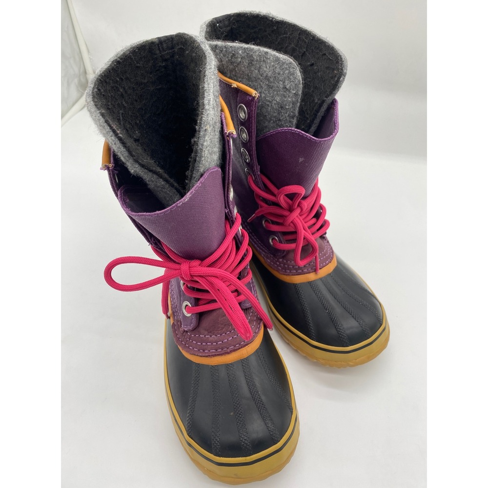 Rare Sorel Winter Carnival Waterproof Boots Purple Black Pink NL1717-505 Women 7